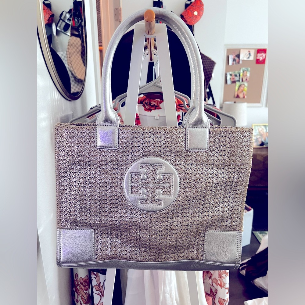 Women's Metallic Ella Canvas Mini Tote (natural/silver) Handbag